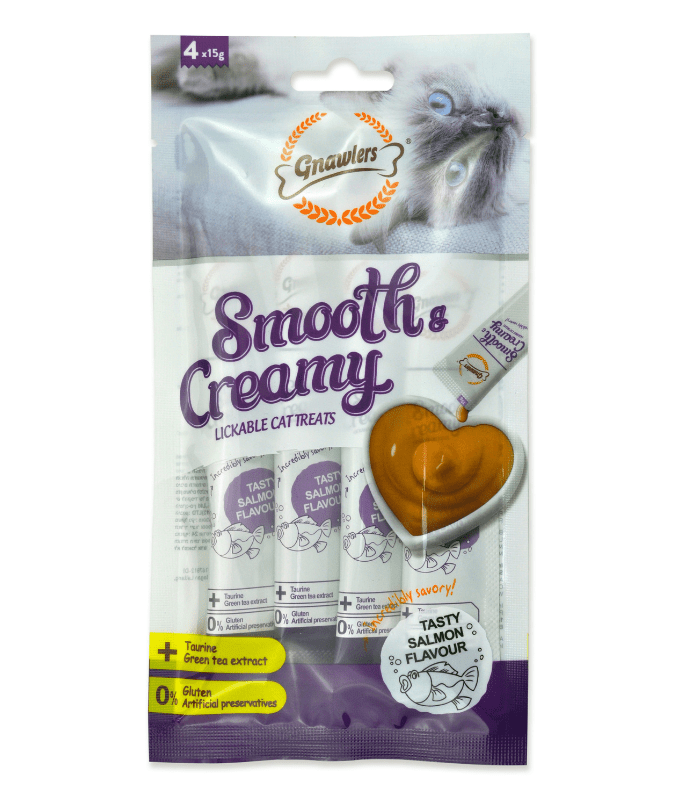 Gnawlers Smooth & Creamy Lickable Cat Treats - 4x15g