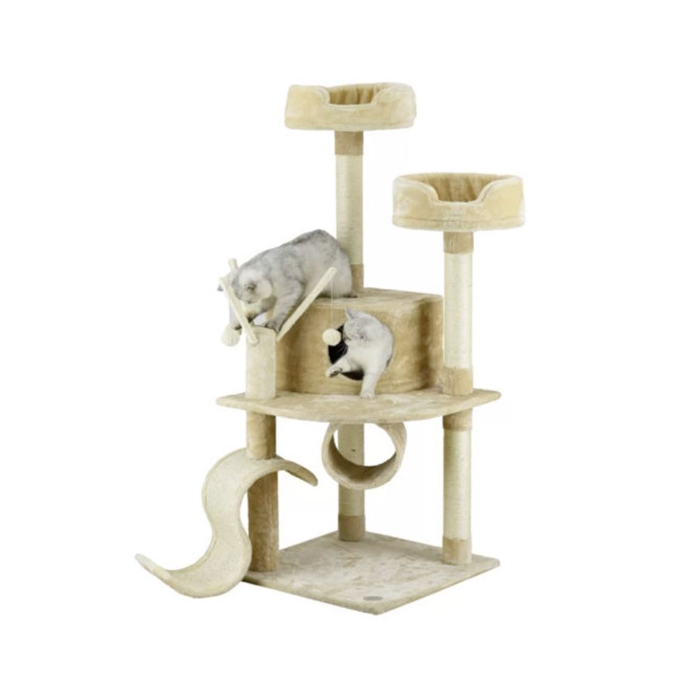 Go Pet Club 55″ Whiskers Cat Tree - Beige - 76L x 97W x 140H cm