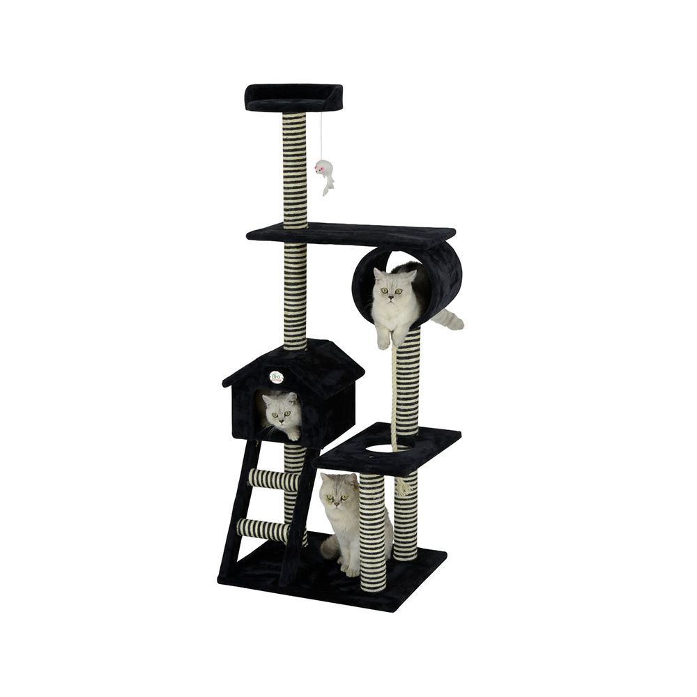 Go Pet Club 60 Black Cat Tree Condo with Sisal Covered Posts
