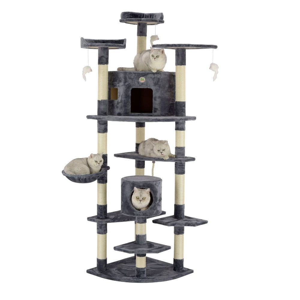 GO PETCLUB 80" Classic Cat Tree House With Sisal Scratching Post
