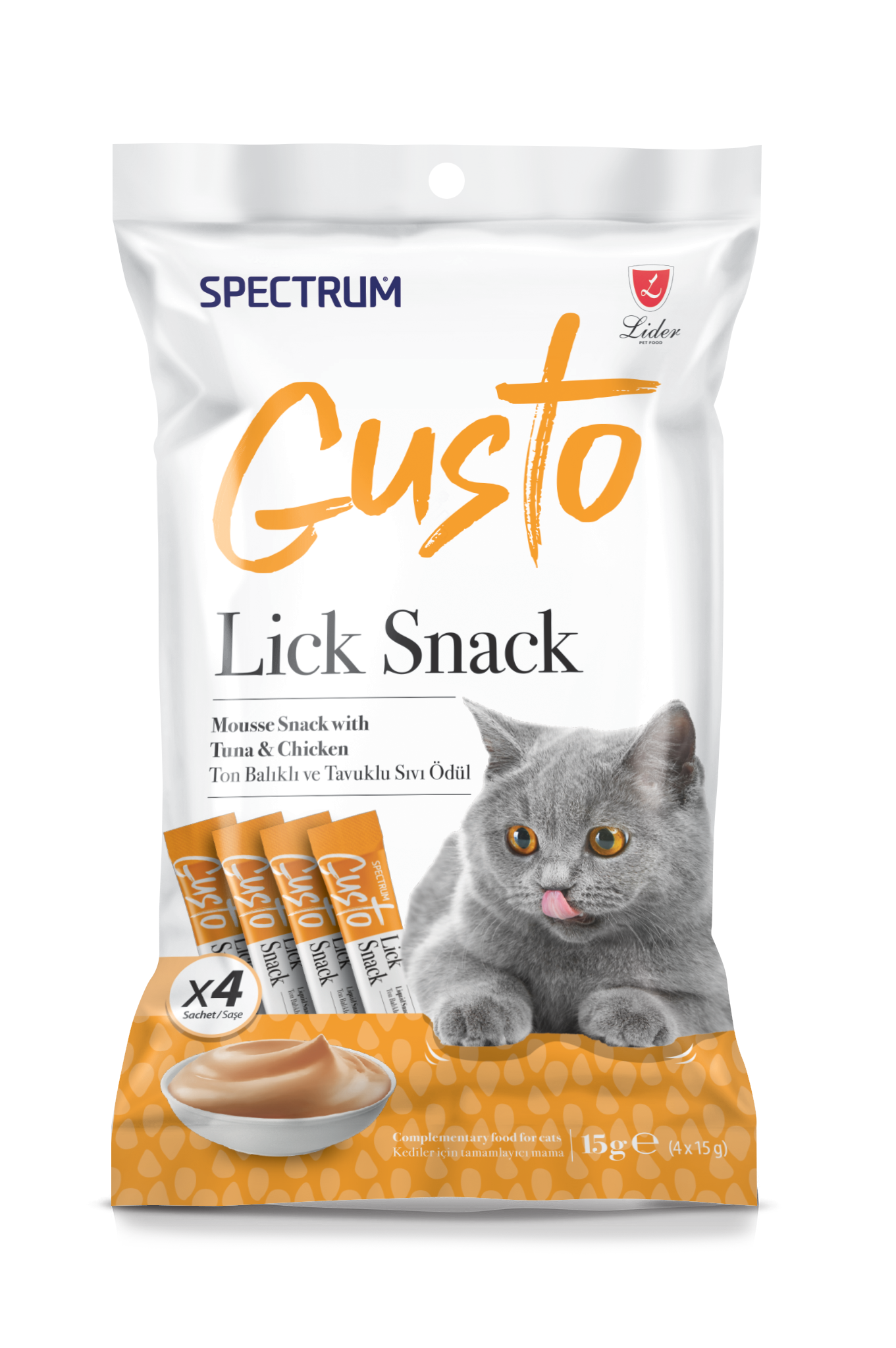 Spectrum Gusto Lick Snack, Mousse Snack with Tuna &amp; Chicken 60gm