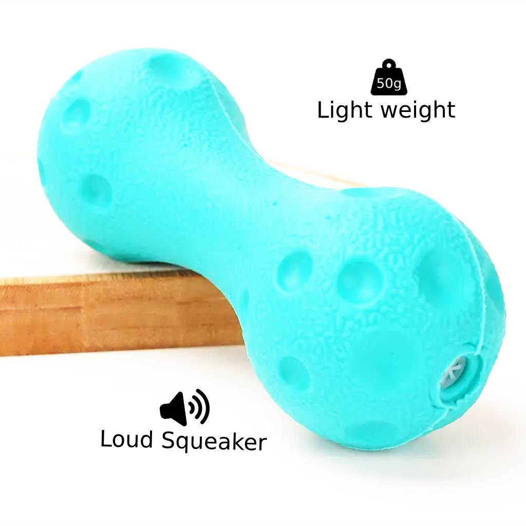 Squeaky Dumbbell Dog Toy Small - Super Bouncy Chew Toy with Puncture-Resistant Squeaker