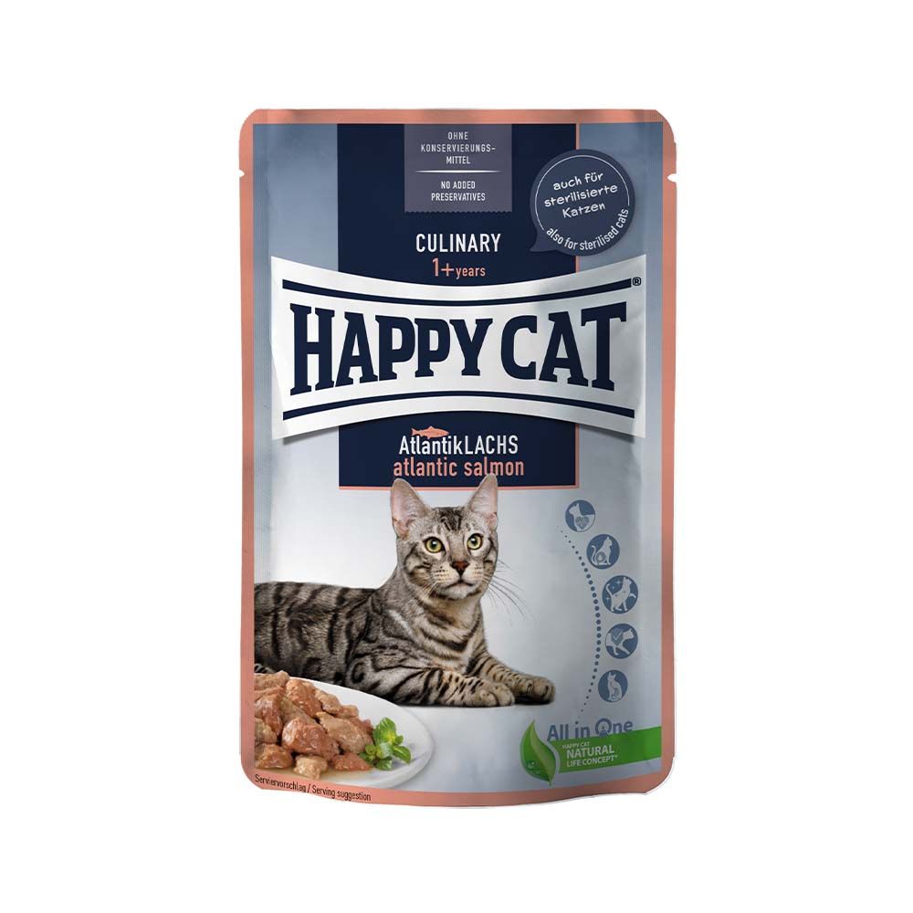 Happy Cat Meat in Sauce Atlantic Salmon Wet Cat Food - 85 g Pack of 12