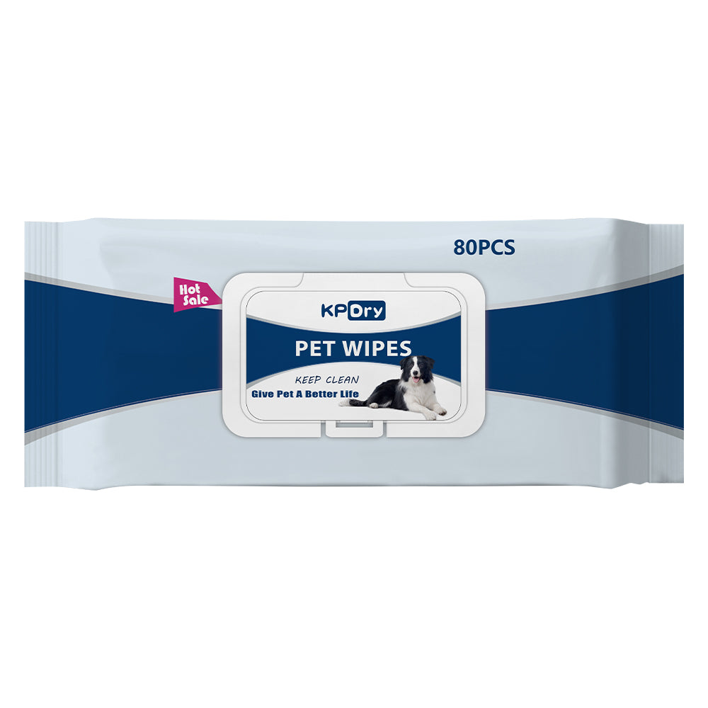 KPDry Pet Wipes Unscented 80 pcs - Hypoallergenic Grooming Wipes for Dogs & Cats