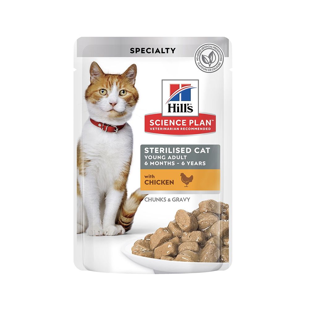 Hill's Science Plan Sterilised Cat Chicken Gravy Pouch - 85g - Pack of 12