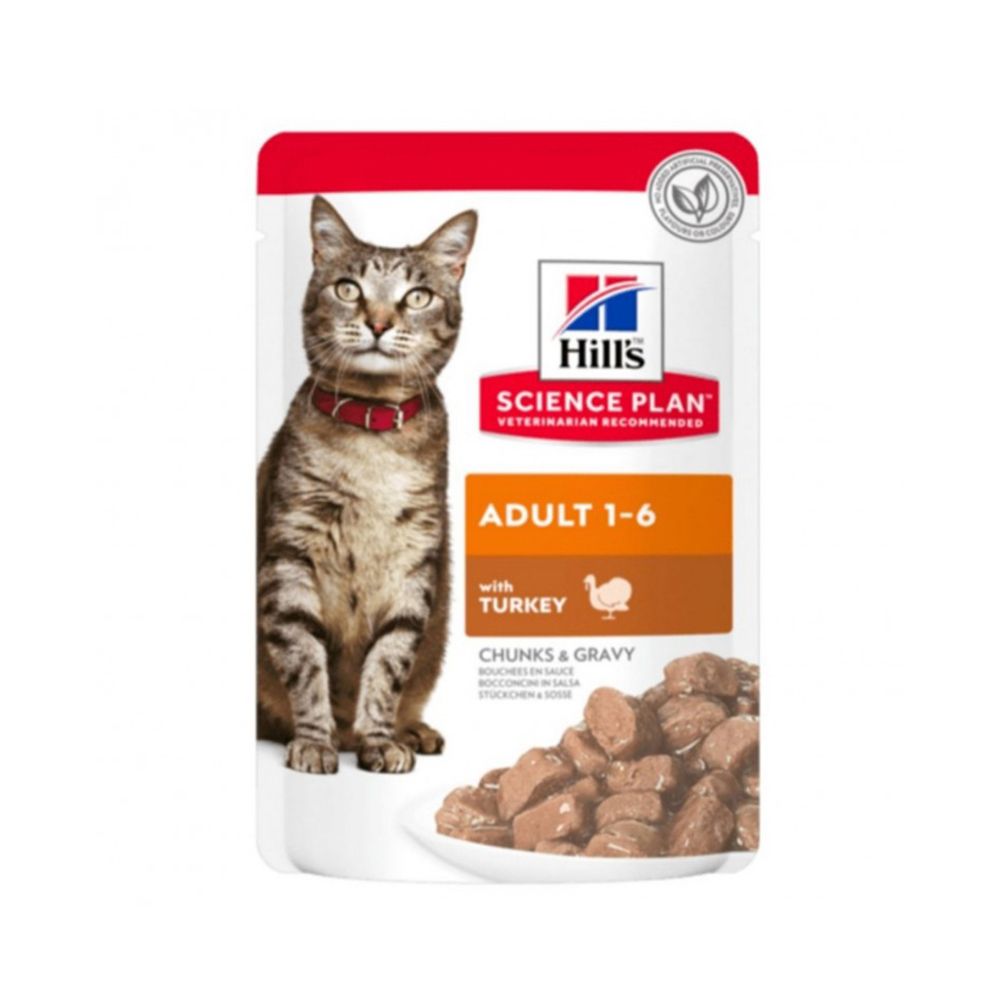 Hills Science Plan Turkey Chunks and Gravy Cat Food Pouch - 85 g - Pack of 12
