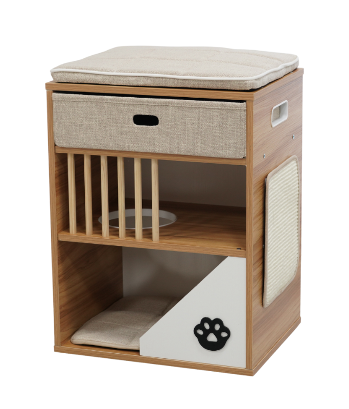 Luxurious Cat House with Integrated Cat Scratcher: Catry Bedside Box