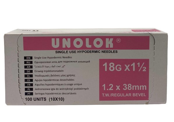 Hypodermic Disposable Needle 18G x 1.5 100 pieces