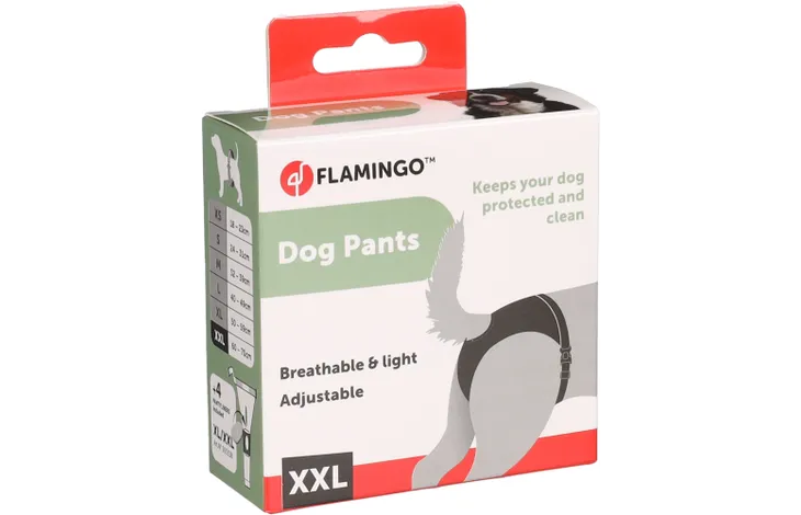 Flamingo Dog Pants XXL Black Includes 4 Pads