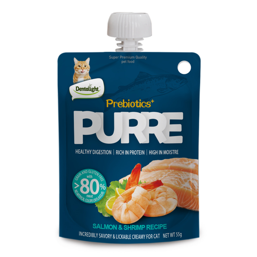 Dentalight Prebiotics+ PURRE creamy Treats For Cats-Salmon & Shrimp 85g [12pcs/case]