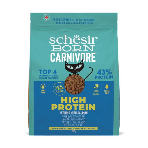 Schesir Born Carnivore Grain Free Oven Baked Dry Food [High-Protein] For Cat - Herring & Salmon 255g