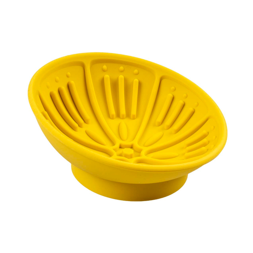 Duvo+ Lick Feeding Bowl For Dogs And Cat Kiwi Yellow 14x14x6.5cm