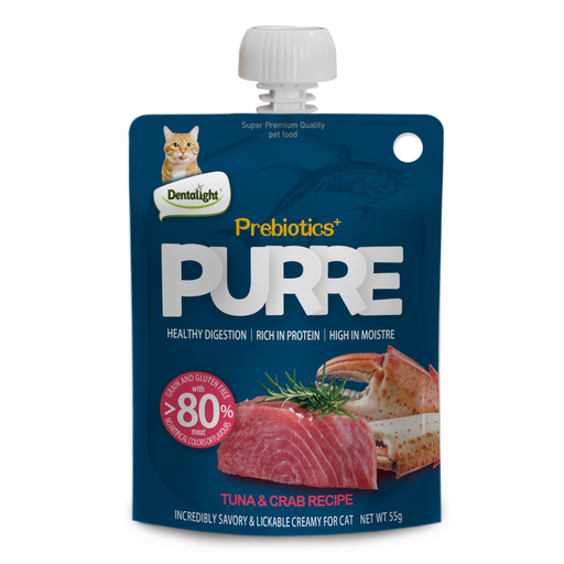 Dentalight Prebiotics+ PURRE creamy Treats For Cats-Tuna & Crab 85g [12pcs/case]