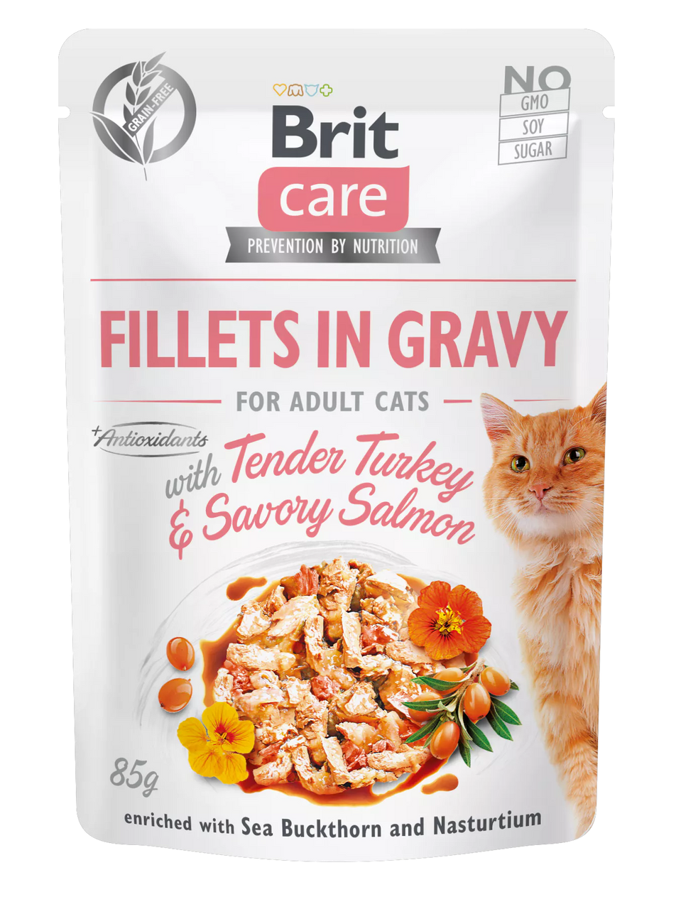 Brit Care Cat Fillets in Gravy Turkey & Salmon 85g