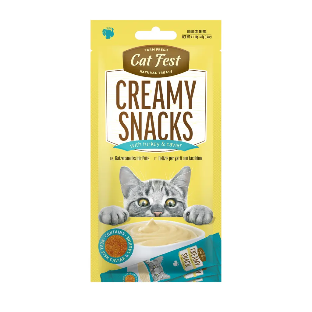 Cat Fest Turkey With Caviar Creamy Cat Treats - 4 x 10g