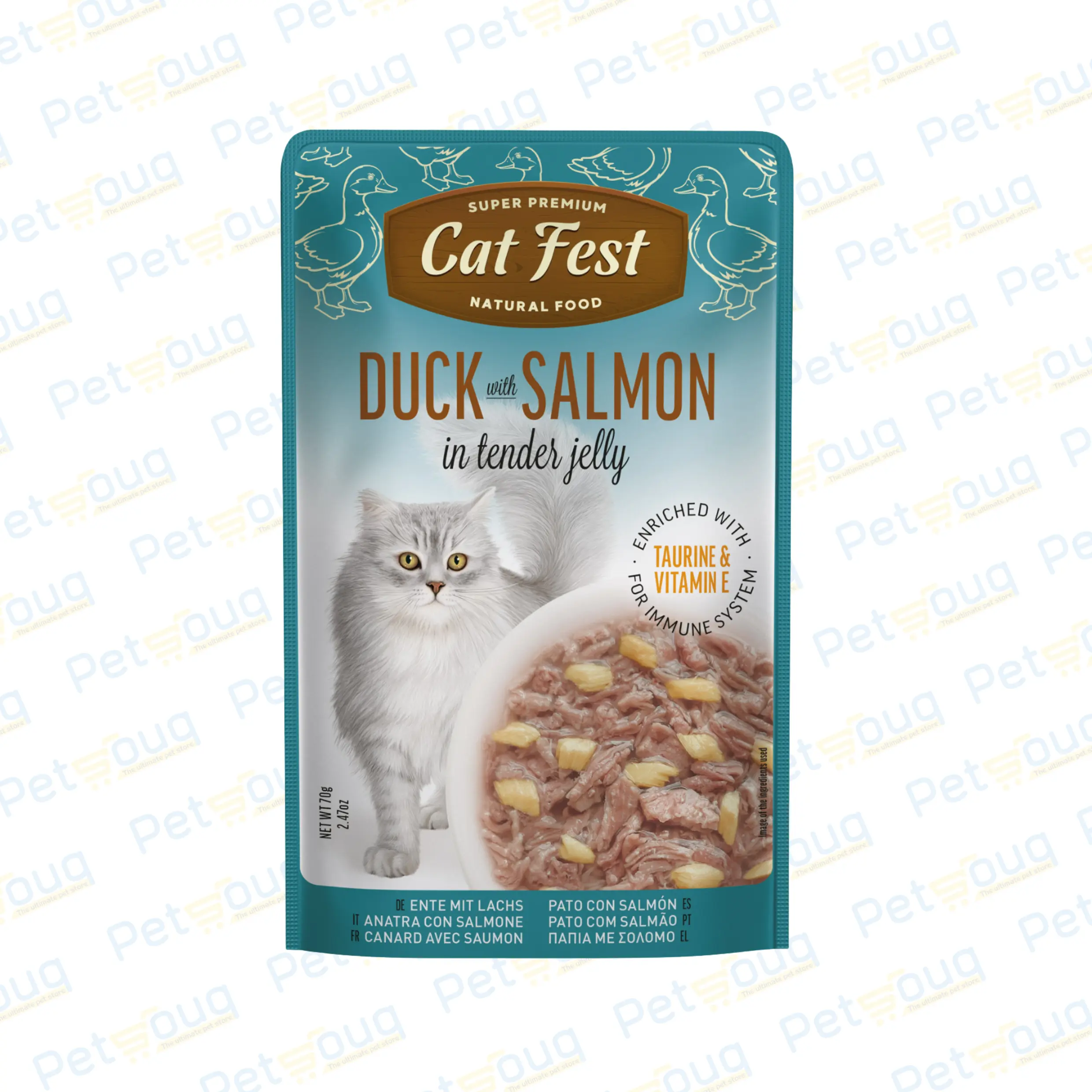 Cat Fest Duck with Salmon in Tender Jelly Wet Cat Food - 70g
