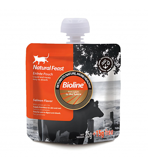 Bioline Salmon Flavor Natural Feast Entree Cat Pouch - 100g