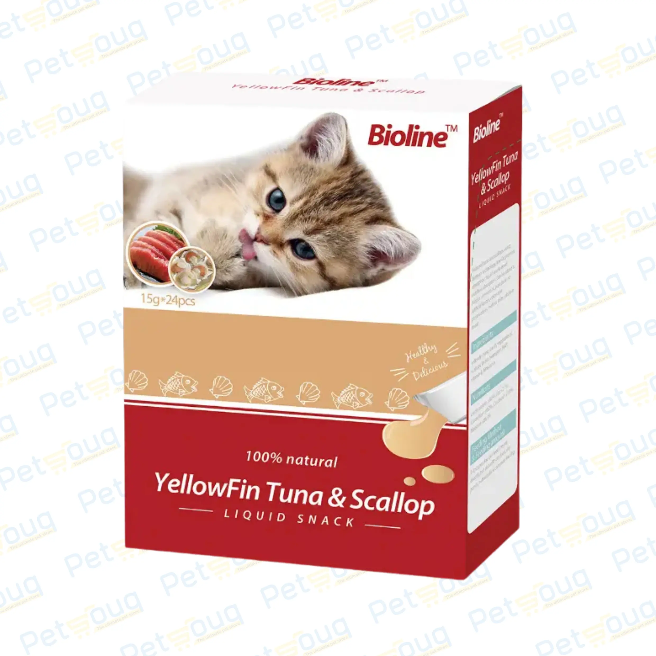 Bioline Yellowfin Tuna & Scallop Feline Snacks Cat Treats - 15g x 24