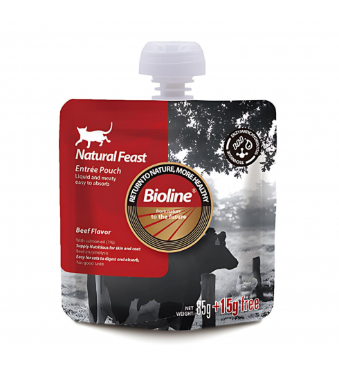 Bioline Beef Flavor Natural Feast Entree Cat Pouch - 100g