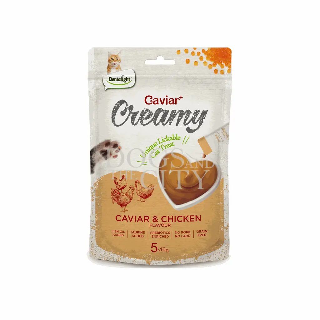 Dentalight Caviar+ Creamy Chicken Lickable Cat Treats - 5 x 10g