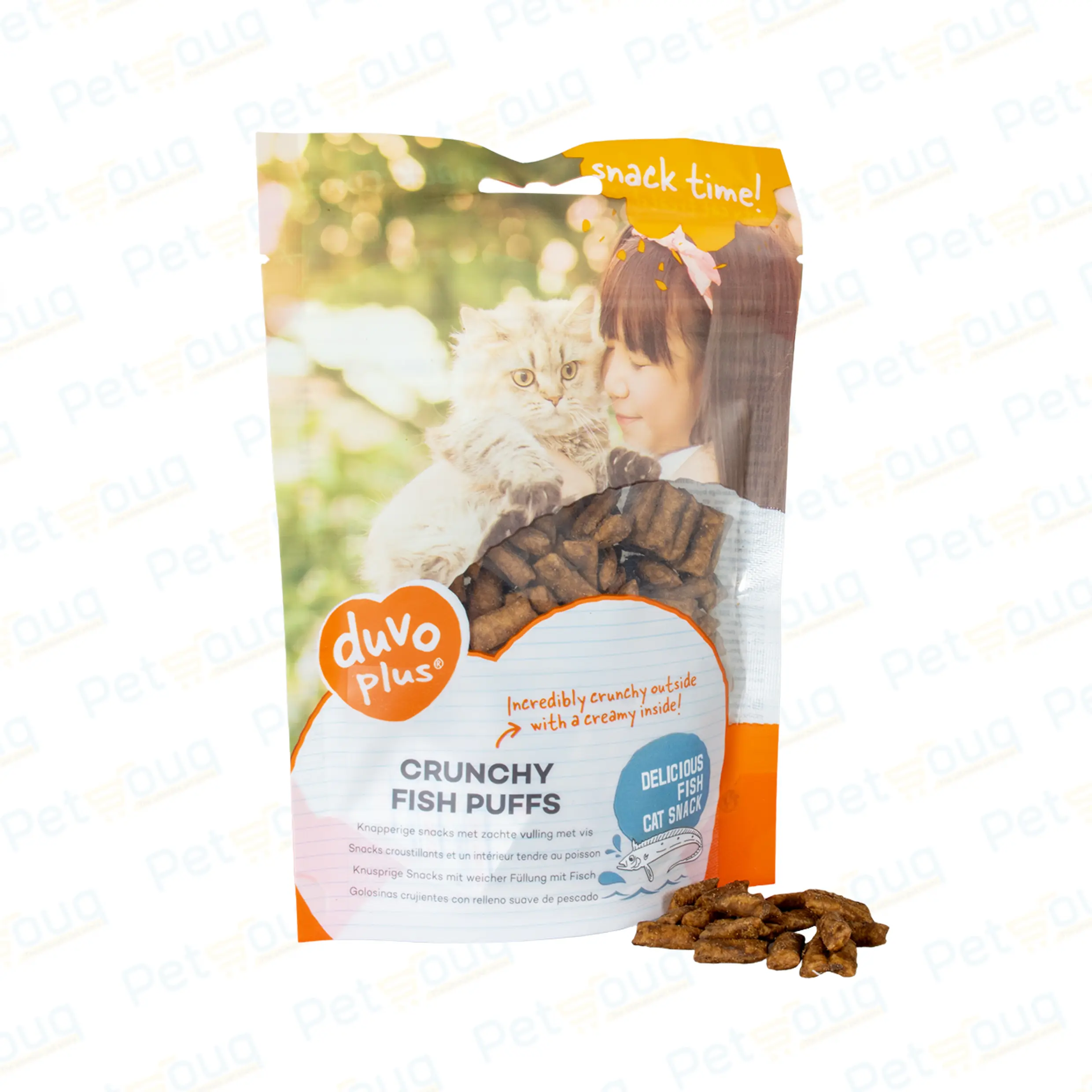Duvo+ Crunchy Puffs Fish Cat Treats Bag - 50g