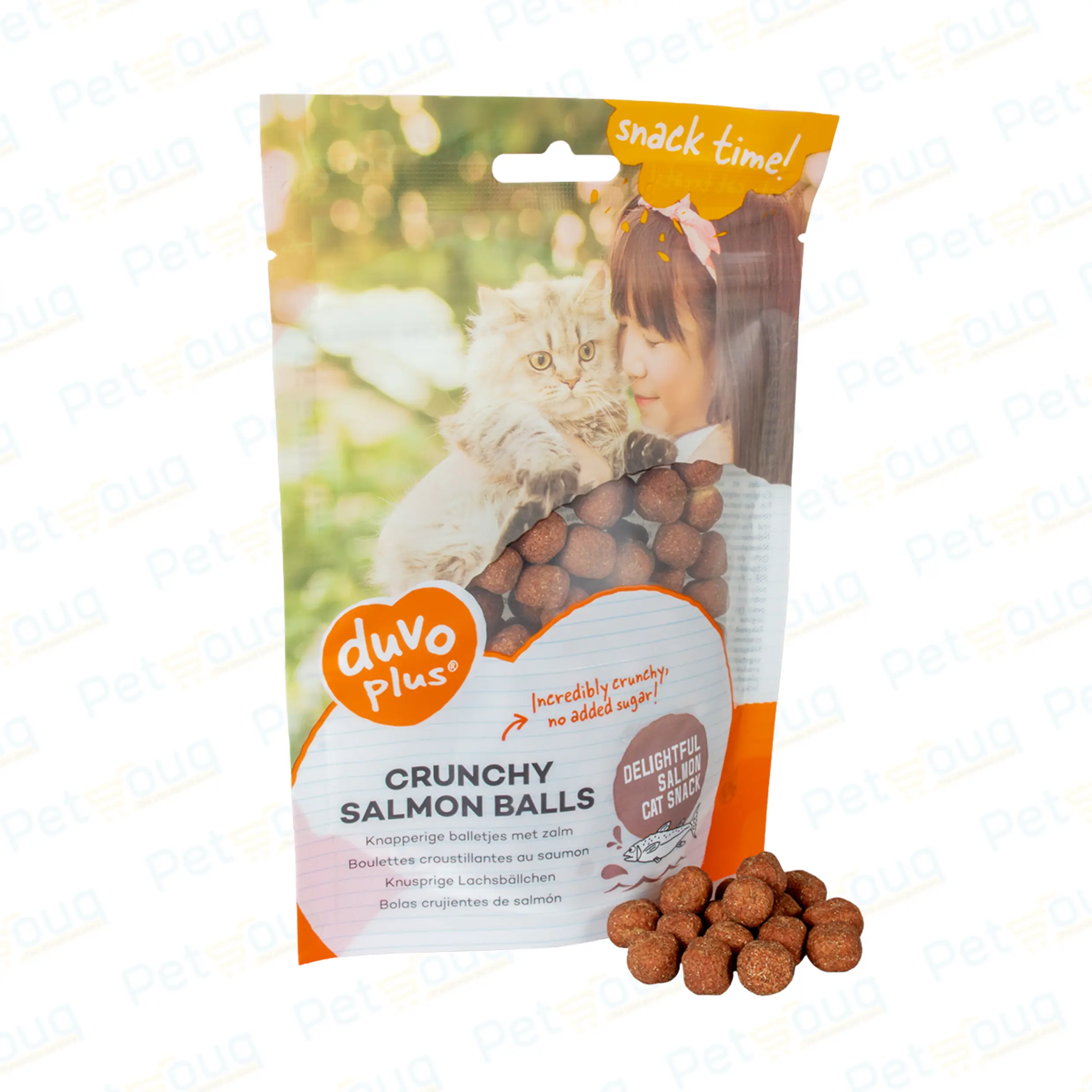Duvo+ Crunchy Balls Salmon Flavor Cat Treats Bag - 50g