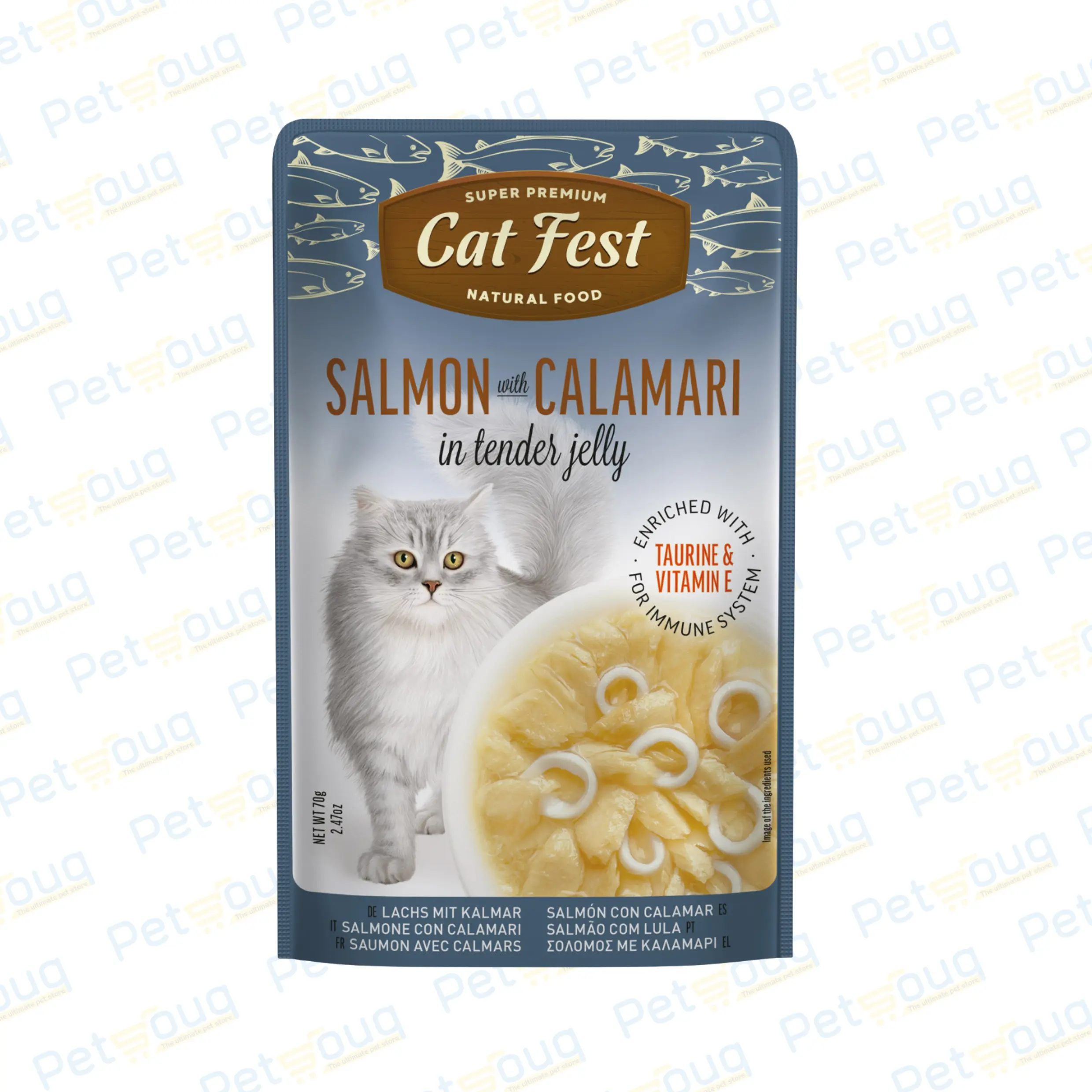 Cat Fest Salmon with Calamari in Tender Jelly Wet Cat Food - 70g