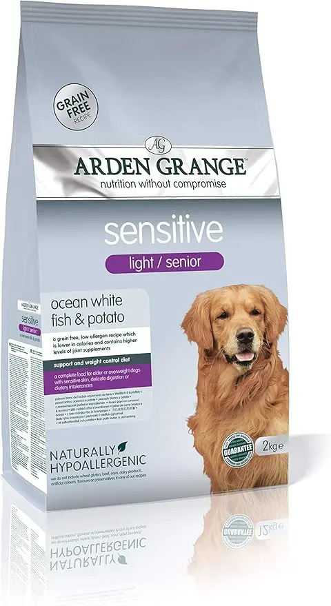 Arden Grange Sensitive White Fish & Potato Light & Senior Dry Dog Food - 2kg