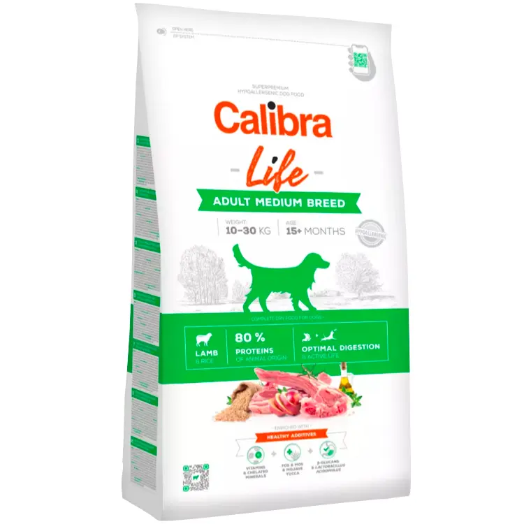 Calibra Dog Life Medium Breed Lamb Adult Dry Dog Food - 12kg