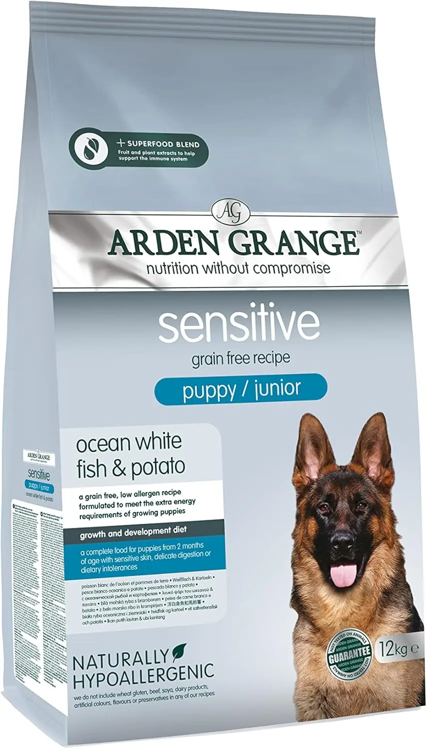 Arden Grange Sensitive Grain-Free White Fish & Potato Puppy & Junior Dry Dog Food - 12kg