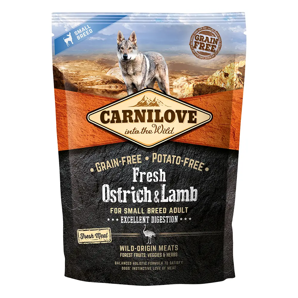 Carnilove Fresh Ostrich & Lamb Small Breed Adult Dry Dog Food - 1.5kg