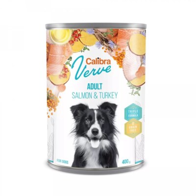 Calibra Dog Verve Grain-Free Salmon & Turkey Adult Wet Dog Food - 400g