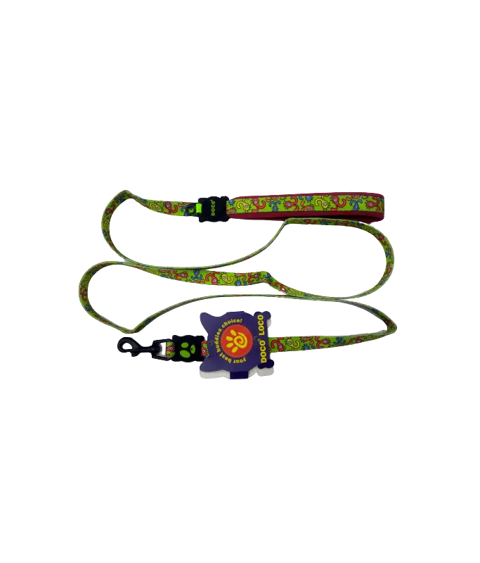 DOCO Loco Green Monster Pattern Dog Leash - 6ft - S