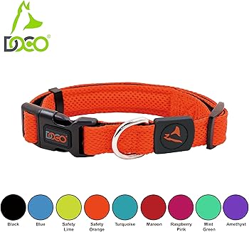 Doco Puffy Mesh Breathable Dog Collar Orange - Medium