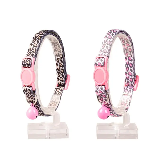 Duvo Panther Black & Pink Nylon Cat Collar - 20-30cm