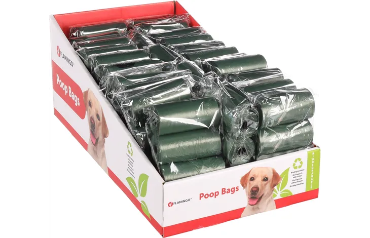 POOP BAGS BIODEGRADABLE GREEN 4 ROLLS (15 PIECES EACH)