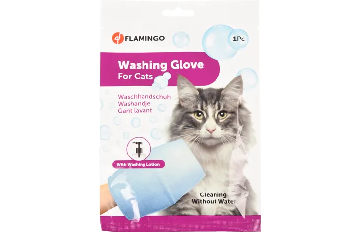 Flamingo Washing Glove for Cats