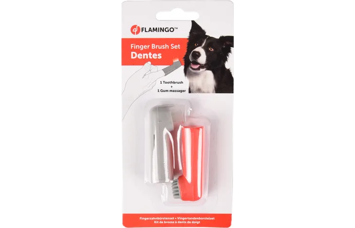 Flamingo Finger Brush Set: Toothbrush & Gum Massager