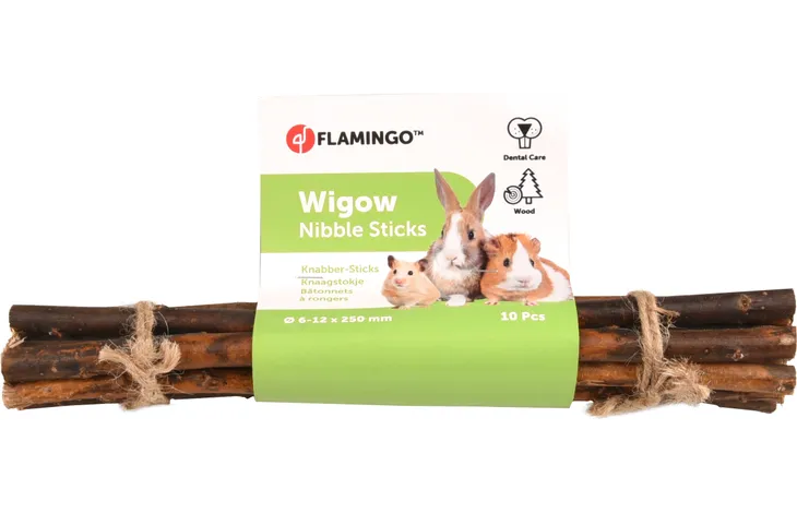 Flamingo Nibble Wood Wigow Stick 10 Pieces