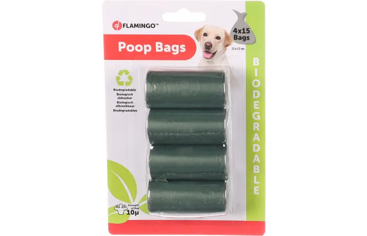 Flamingo Poop Bags Biodegradable Green