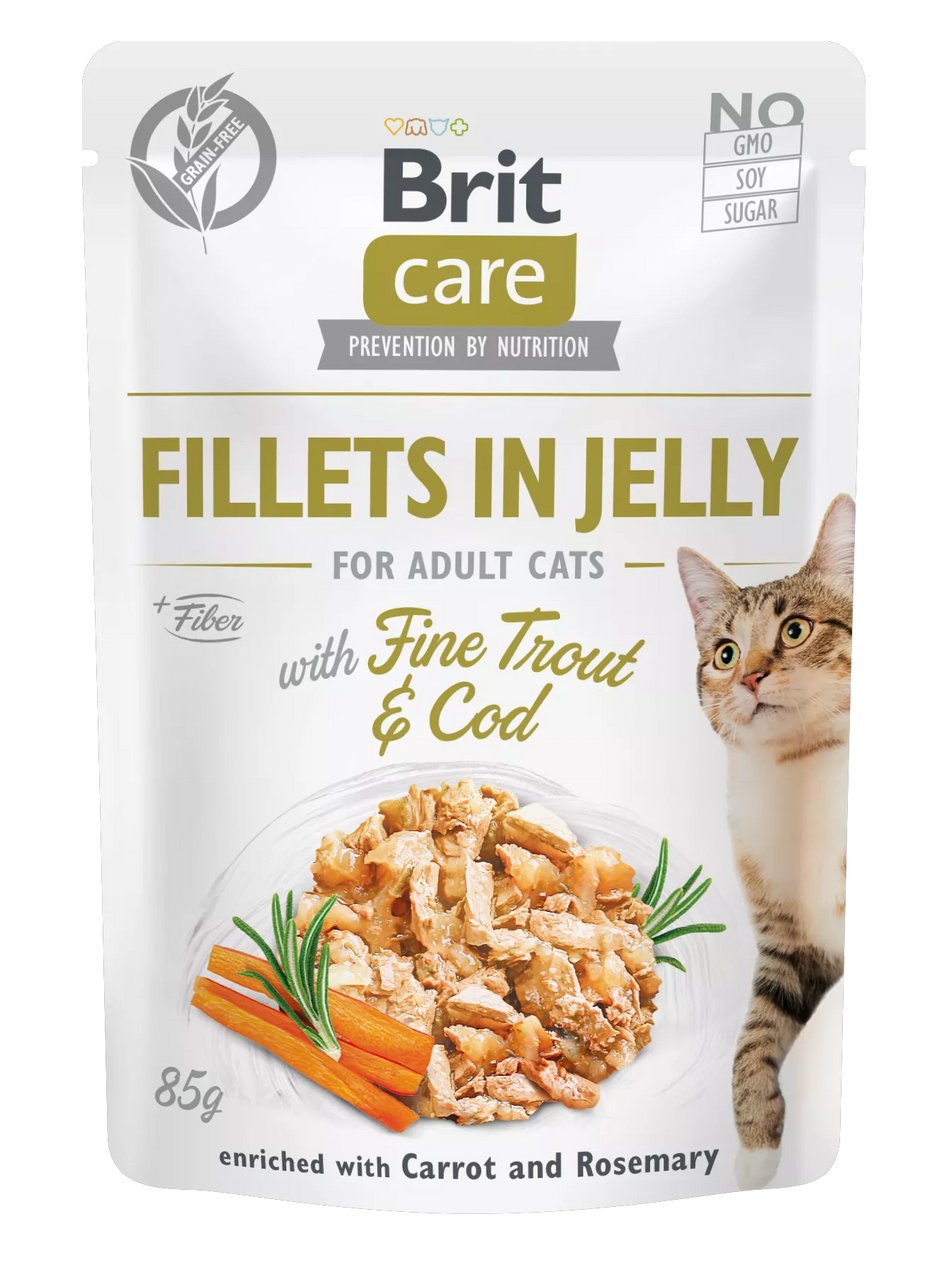 Brit Care Cat Fillets in Jelly Trout & Cod 85g