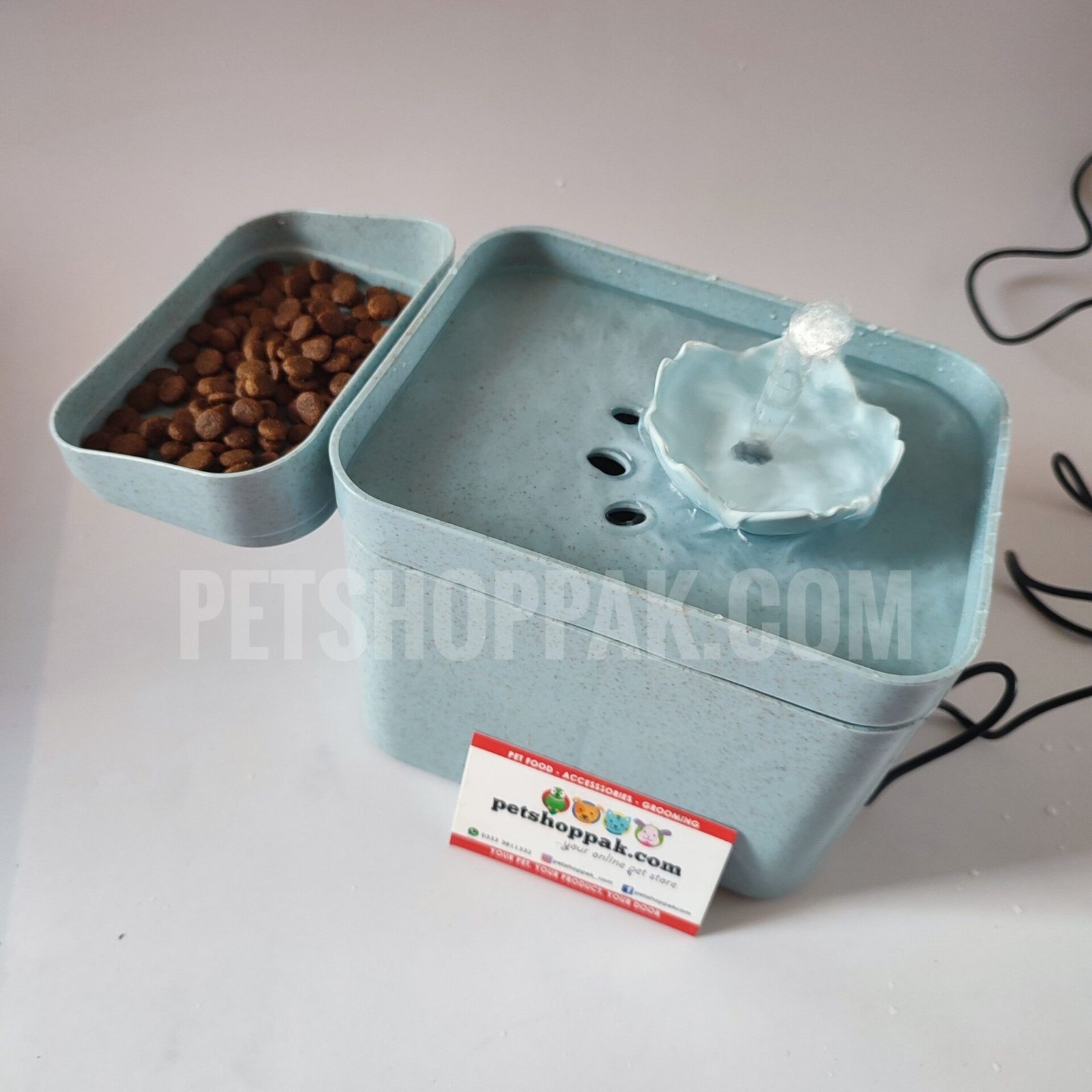 Flower Water Fountain with Food bowl