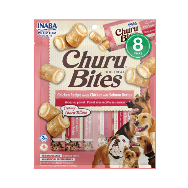 Inaba Churu Bites for Dog Chicken with Salmon Recipe 8PCS/PK - 96g