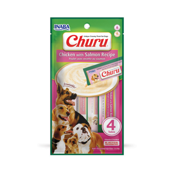 Inaba Dog Churu Chicken with salmon Recipe 4PCS/PK - 56g