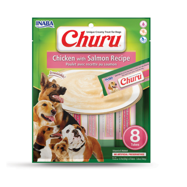 Inaba Dog Churu Treat Chicken with Salmon Recipe 8PCS/PK - 112g