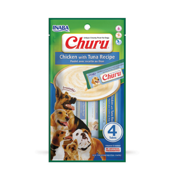 Inaba Dog Churu Chicken with tuna Recipe 4PCS/PK - 56g