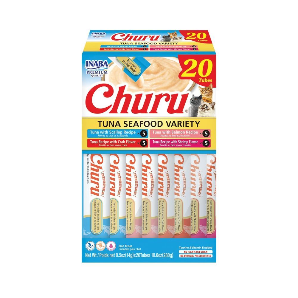 Inaba Churu Tuna Seafood Variety Lickable Cat Treats - 14g x 20 pcs