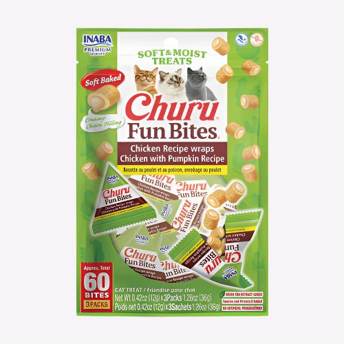 Inaba Churu Fun Bites Chicken Recipe Wraps Chicken With Pumpkin Recipe – 3PCS/PK