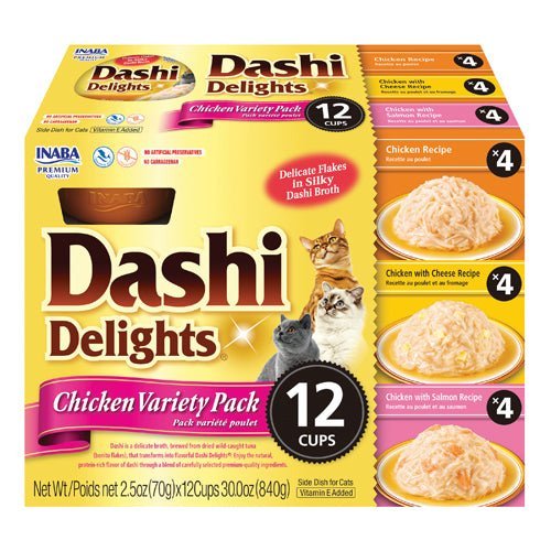 Inaba Dashi Delight Chicken Variety Pack Cat Treats - 12x70g
