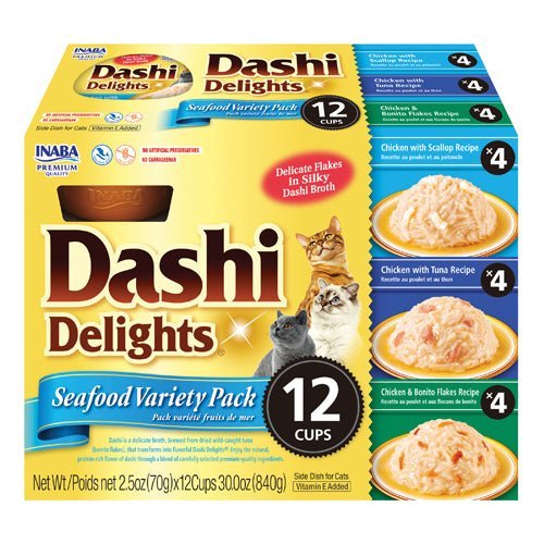 Inaba Dashi Delight Seafood Variety Pack Cat Treats -12x70g
